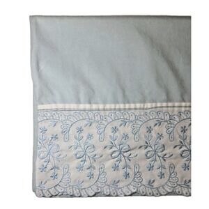 Vtg Wamsutta Supercale‎ Plus King Pillowcase Blue Embroidered Bows Scalloped
